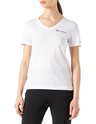 Champion Damen American Classics-Small Logo S/S V-Neck T-Shirt, Weiß, XL