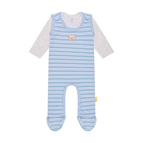 Steiff Baby - Jungen Set Romper + Long Sleeve T-shirt Baby und Kleinkind Schlafanz ge, Chambray Blue, 74 EU