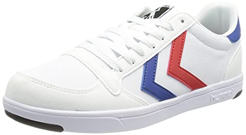 hummel Unisex-Adult Stadil Light Canvas Sneaker, White/Blue/RED,43 EU