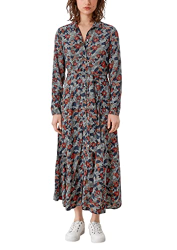 s.Oliver Damen Blusenkleid mit floralem Muster Navy 44